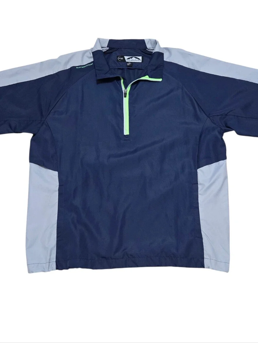 Sun Mountain Wind Wear Golf 1/4 Zip Windbreaker w/Pockets, Blue & Gray, Men's L